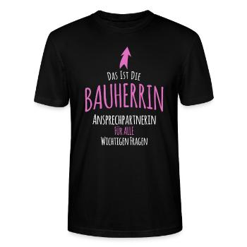 Bauherrin Bauherren Hausbau Geschenk Baustelle - Stanley/Stella Unisex Bio-T-Shirt CRAFTER - Schwarz - Vorne - Alina (178cm) & Michal (187cm)