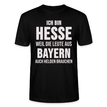 Hessen Frankfurt am Main Hessisch Dialekt Geschenk - Stanley/Stella Unisex Bio-T-Shirt CRAFTER - Schwarz - Vorne - Alina (178cm) & Michal (187cm)