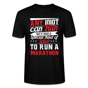 Marathonläufer Marathon Idiot Läufer Spruch Lustig - Stanley/Stella Unisex Bio-T-Shirt CRAFTER - Schwarz - Vorne - Alina (178cm) & Michal (187cm)