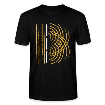 DOUBLE SLIT EXPERIMENT - Stanley/Stella CRAFTER Unisex Organic T-Shirt - black - Front - Alina (178cm) & Michal (187cm)