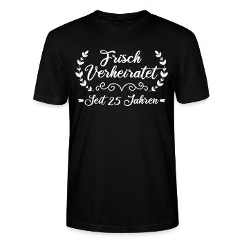 Silberhochzeit Hochzeitstag Lustiges Geschenk - Stanley/Stella Unisex Bio-T-Shirt CRAFTER - Schwarz - Vorne - Alina (178cm) & Michal (187cm)