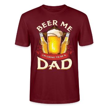 Bier, ich werde Vater - Stanley/Stella Unisex Bio-T-Shirt CRAFTER - Burgunderrot - Vorne - Alina (178cm) & Michal (187cm)