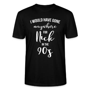 90er 90s NEUNZIGER MUSIK BEST BOYBAND BOY BAND FAN - Stanley/Stella Unisex Bio-T-Shirt CRAFTER - Schwarz - Vorne - Alina (178cm) & Michal (187cm)
