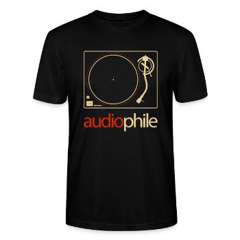 Plattenspieler Hi-Fi Vintage Stereo Audiophile - Stanley/Stella Unisex Bio-T-Shirt CRAFTER - Schwarz - Vorne - Alina (178cm) & Michal (187cm)