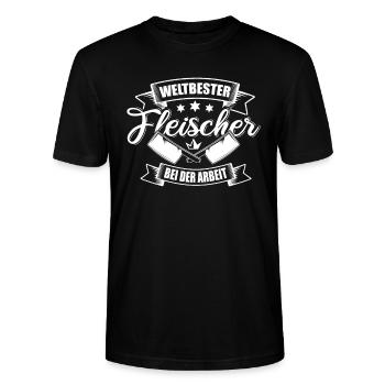 Fleischer Metzger Schlachter - Stanley/Stella Unisex Bio-T-Shirt CRAFTER - Schwarz - Vorne - Alina (178cm) & Michal (187cm)