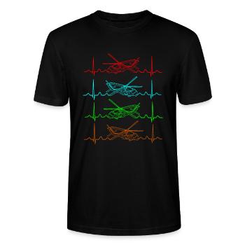 Hubschrauber Herzschlag - Stanley/Stella Unisex Bio-T-Shirt CRAFTER - Schwarz - Vorne - Alina (178cm) & Michal (187cm)