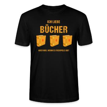 Spielothek Spielo Freispiele Spruch Geschenk - Stanley/Stella Unisex Bio-T-Shirt CRAFTER - Schwarz - Vorne - Alina (178cm) & Michal (187cm)