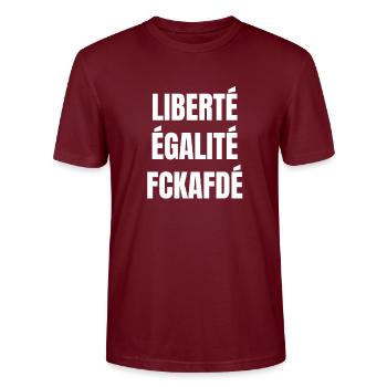 Libert Galit Fckafd - Stanley/Stella CRAFTER Unisex Organic T-Shirt - burgundy - Front - Alina (178cm) & Michal (187cm)