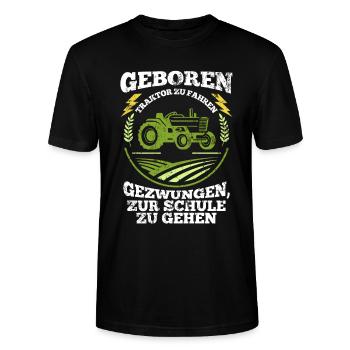 Traktor Fahrzeug - Stanley/Stella Unisex Bio-T-Shirt CRAFTER - Schwarz - Vorne - Alina (178cm) & Michal (187cm)