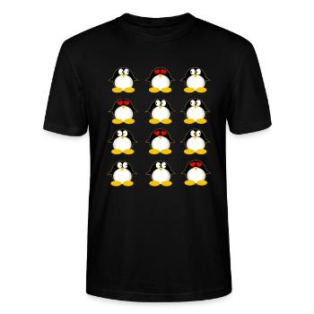 Pinguine Pinguin - Stanley/Stella Unisex Bio-T-Shirt CRAFTER - Schwarz - Vorne - Alina (178cm) & Michal (187cm)