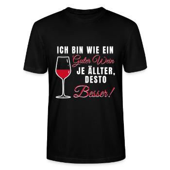 Wein Je Älter Desto Besser Weinliebhaber Spruch - Stanley/Stella Unisex Bio-T-Shirt CRAFTER - Schwarz - Vorne - Alina (178cm) & Michal (187cm)