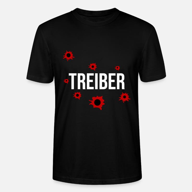 Lustiges Treiber Tshirt mit Einschußlöchern - Stanley/Stella Unisex Bio-T-Shirt CRAFTER - Schwarz