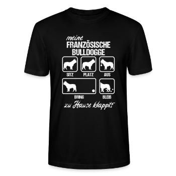 Französische Bulldogge Hund Hundefreund Geschenk - Stanley/Stella Unisex Bio-T-Shirt CRAFTER - Schwarz - Vorne - Alina (178cm) & Michal (187cm)