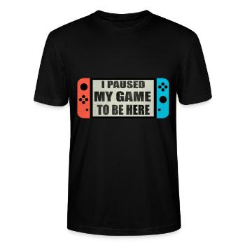 Switch Joy Ich habe mein Spiel angehalten - Stanley/Stella Unisex Bio-T-Shirt CRAFTER - Schwarz - Vorne - Alina (178cm) & Michal (187cm)