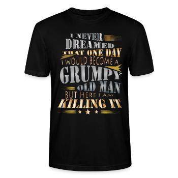 Mürrischer Alter Mann - Stanley/Stella Unisex Bio-T-Shirt CRAFTER - Schwarz - Vorne - Alina (178cm) & Michal (187cm)