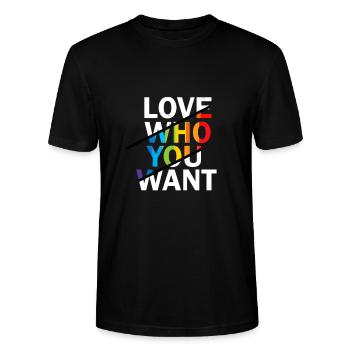 Gay Pride Gift - Stanley/Stella CRAFTER Unisex Organic T-Shirt - black - Front - Alina (178cm) & Michal (187cm)