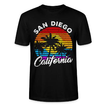 San Diego - Stanley/Stella Unisex Bio-T-Shirt CRAFTER - Schwarz - Vorne - Alina (178cm) & Michal (187cm)