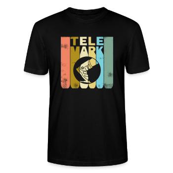 Télémark ski talon gratuit rétro vintage cadeau - T-shirt bio CRAFTER Stanley Stella Unisexe - noir - Devant - Alina (178cm) & Michal (187cm)