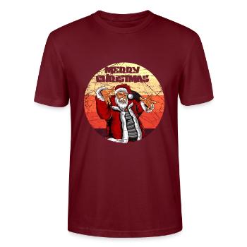 Merry Christmas Hiphop Santa Rap Xmas Vintage - Stanley/Stella Unisex Bio-T-Shirt CRAFTER - Burgunderrot - Vorne - Alina (178cm) & Michal (187cm)