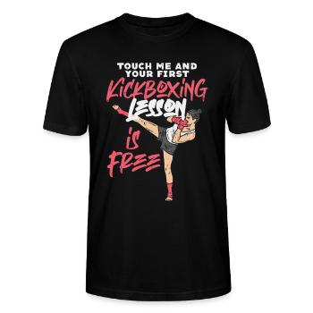 Lustiges Kickboxen Kickboxer Boxen Geschenk - Stanley/Stella Unisex Bio-T-Shirt CRAFTER - Schwarz - Vorne - Alina (178cm) & Michal (187cm)