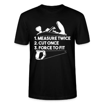Woodworker Woodcutter Wood cutting work - Stanley/Stella CRAFTER Unisex Organic T-Shirt - black - Front - Alina (178cm) & Michal (187cm)