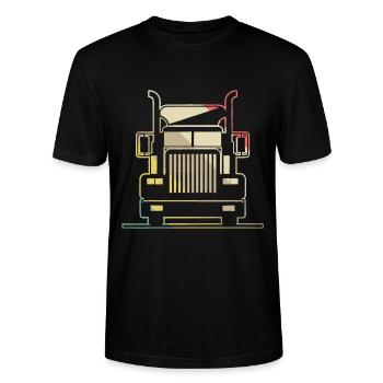 Brummi LKW Truck Diesel Laster Lastwagen - Stanley/Stella Unisex Bio-T-Shirt CRAFTER - Schwarz - Vorne - Alina (178cm) & Michal (187cm)