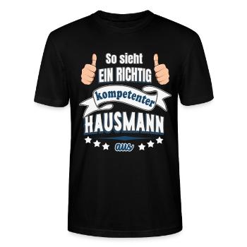 Kompetenter Hausmann Geschenk - Stanley/Stella Unisex Bio-T-Shirt CRAFTER - Schwarz - Vorne - Alina (178cm) & Michal (187cm)