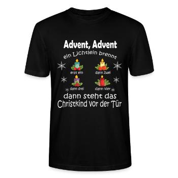 Advent Advent Christkind Gedicht Weihnachten - Stanley/Stella Unisex Bio-T-Shirt CRAFTER - Schwarz - Vorne - Alina (178cm) & Michal (187cm)