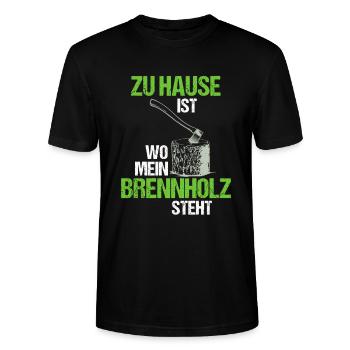 Brennholz Axt Holz Machen - Stanley/Stella Unisex Bio-T-Shirt CRAFTER - Schwarz - Vorne - Alina (178cm) & Michal (187cm)