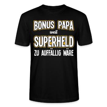 Bonus Papa weil Superheld auffällig - Stanley/Stella Unisex Bio-T-Shirt CRAFTER - Schwarz - Vorne - Alina (178cm) & Michal (187cm)