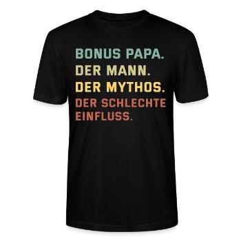 Bonus Papa schlechter Einfluss - Stanley/Stella Unisex Bio-T-Shirt CRAFTER - Schwarz - Vorne - Alina (178cm) & Michal (187cm)