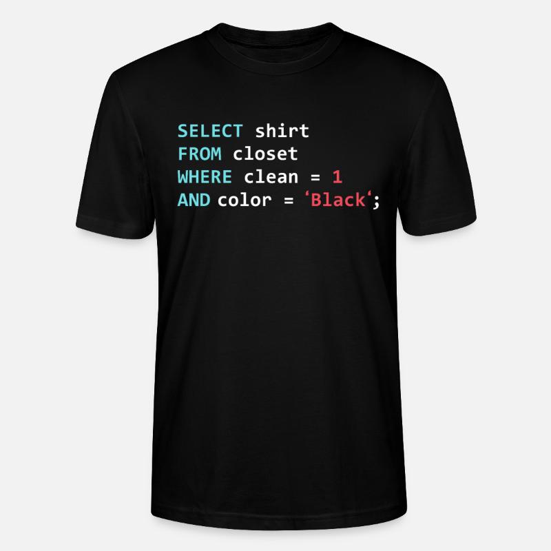 Programmeur Datanbank Funny SQL Query - T-shirt bio CRAFTER Stanley Stella Unisexe - noir