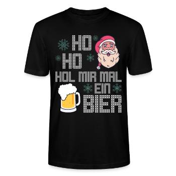 Ho Ho Hol mir mal ein Bier - Stanley/Stella Unisex Bio-T-Shirt CRAFTER - Schwarz - Vorne - Alina (178cm) & Michal (187cm)