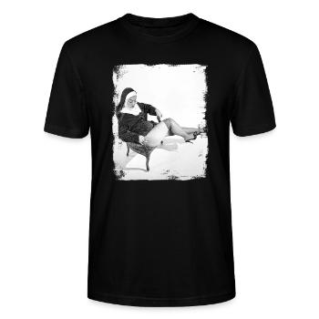Nonne sexy - T-shirt bio CRAFTER Stanley Stella Unisexe - noir - Devant - Alina (178cm) & Michal (187cm)