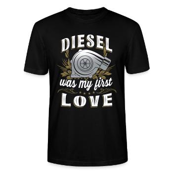 Diesel was my first Love - Stanley/Stella Unisex Bio-T-Shirt CRAFTER - Schwarz - Vorne - Alina (178cm) & Michal (187cm)