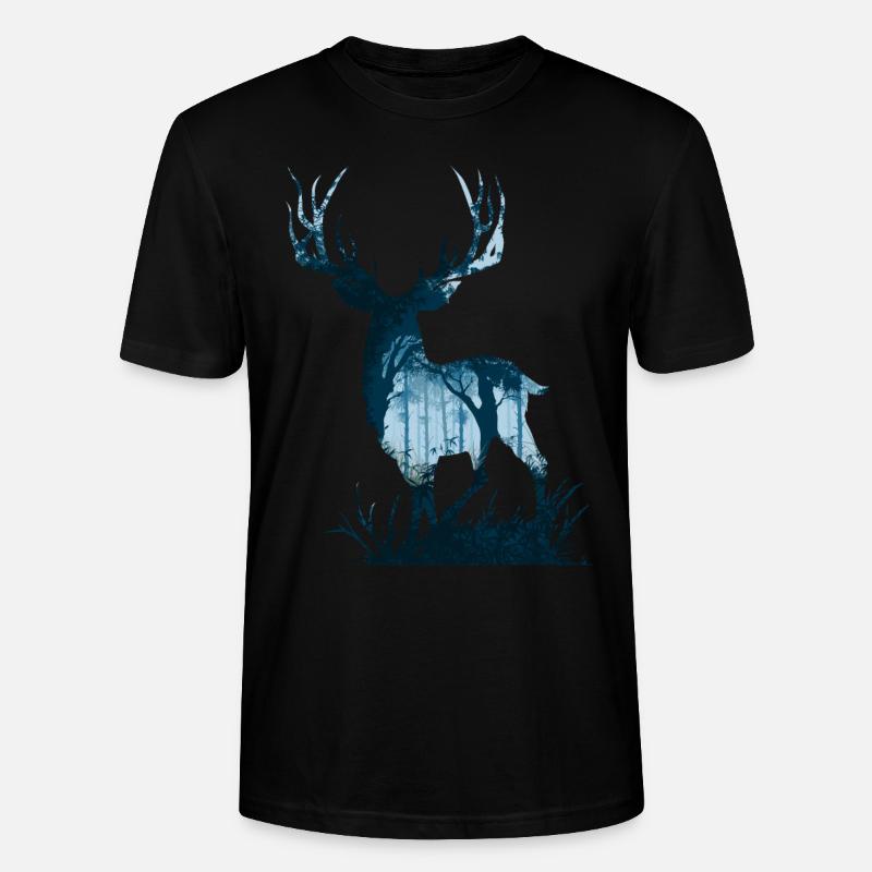 Waldgeist Hirsch - Stanley/Stella Unisex Bio-T-Shirt CRAFTER - Schwarz
