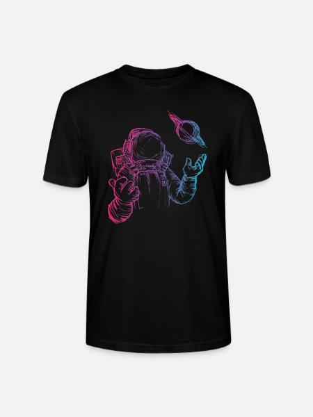 Retro Astronaut im Weltall - Stanley/Stella Unisex Bio-T-Shirt CRAFTER - Schwarz