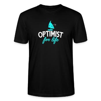 Segeln - Optimist For Life Design für Segler - Stanley/Stella Unisex Bio-T-Shirt CRAFTER - Schwarz - Vorne - Alina (178cm) & Michal (187cm)