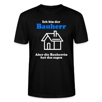 Homme maître d’ouvrage Idée cadeau pour la construction de la maison - T-shirt bio CRAFTER Stanley Stella Unisexe - noir - Devant - Alina (178cm) & Michal (187cm)