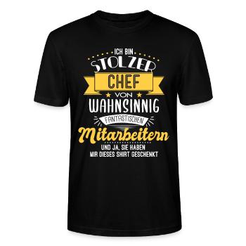 Stolzer Chef Mitarbeiter Team Geschenk - Stanley/Stella Unisex Bio-T-Shirt CRAFTER - Schwarz - Vorne - Alina (178cm) & Michal (187cm)