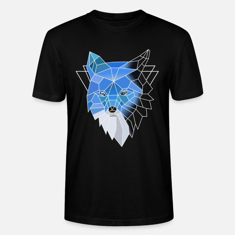 Blue polygon wolf - Stanley/Stella CRAFTER Unisex Organic T-Shirt - black