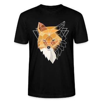 Oranger Polygonal Fuchs - Stanley/Stella Unisex Bio-T-Shirt CRAFTER - Schwarz - Vorne - Alina (178cm) & Michal (187cm)