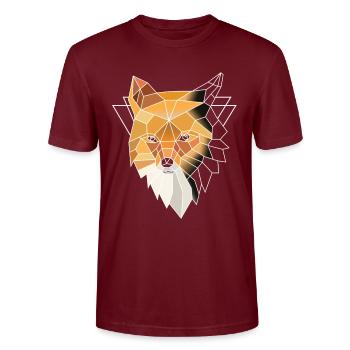 Oranger Polygonal Fuchs - Stanley/Stella Unisex Bio-T-Shirt CRAFTER - Burgunderrot - Vorne - Alina (178cm) & Michal (187cm)