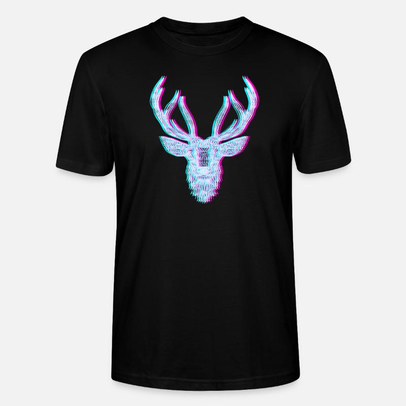 Hirschgeweih Mandala Glitch Anaglyph - Stanley/Stella Unisex Bio-T-Shirt CRAFTER - Schwarz