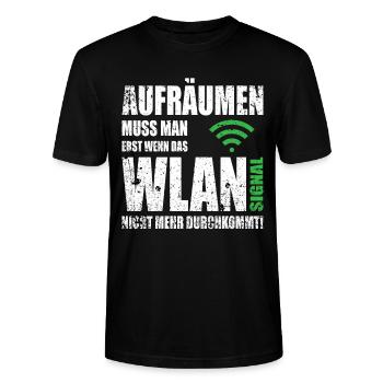 Computerfreak WLAN Spruch - Stanley/Stella Unisex Bio-T-Shirt CRAFTER - Schwarz - Vorne - Alina (178cm) & Michal (187cm)