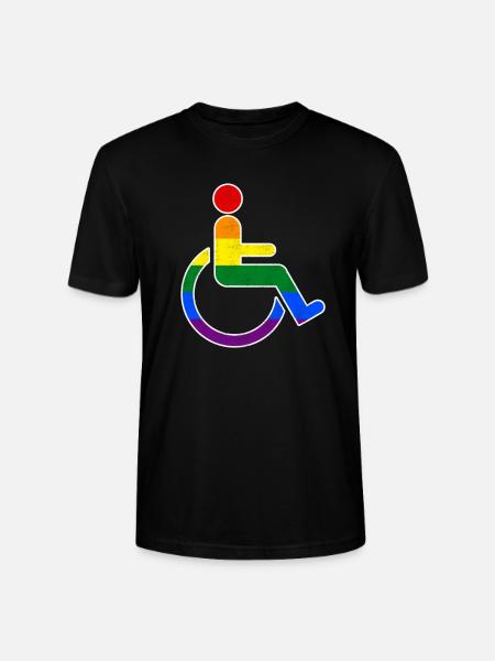 Sjove homoseksuelle kørestols regnbuetrøje - Stanley Stella CRAFTER unisex økologisk-T-shirt - sort