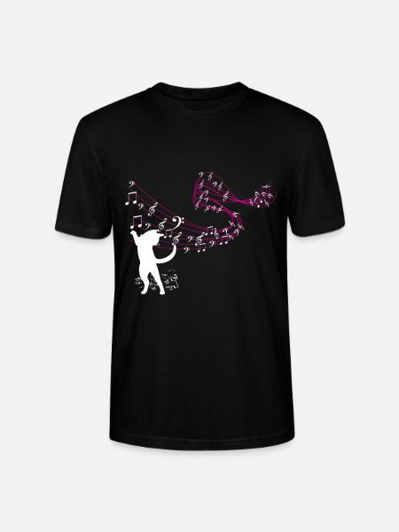 Cat catches music notes - Stanley/Stella CRAFTER Unisex Organic T-Shirt - black