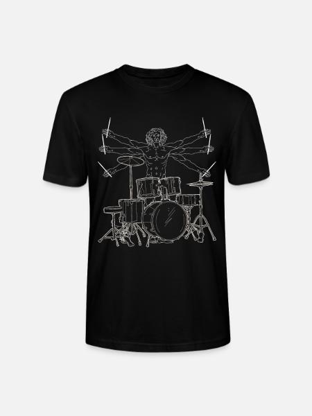 Vitruvian drummer - Stanley/Stella CRAFTER Unisex Organic T-Shirt - black