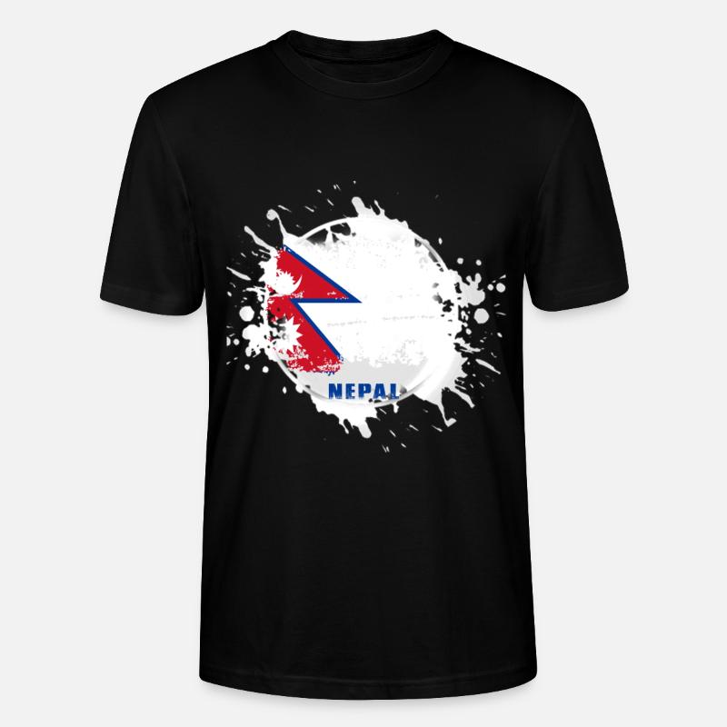 nepal Flagge mit Klecks - Stanley/Stella Unisex Bio-T-Shirt CRAFTER - Schwarz