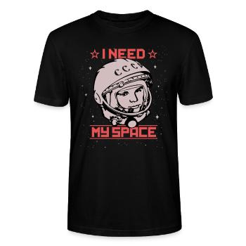 Gagarin - I Need My Space cosmonaut astronaut - Stanley/Stella CRAFTER Unisex Organic T-Shirt - black - Front - Alina (178cm) & Michal (187cm)
